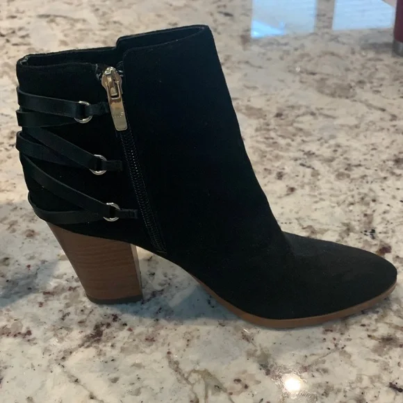 Marc Fisher Black Ankle Booties with Buckle Detail - Picture 2 of 5